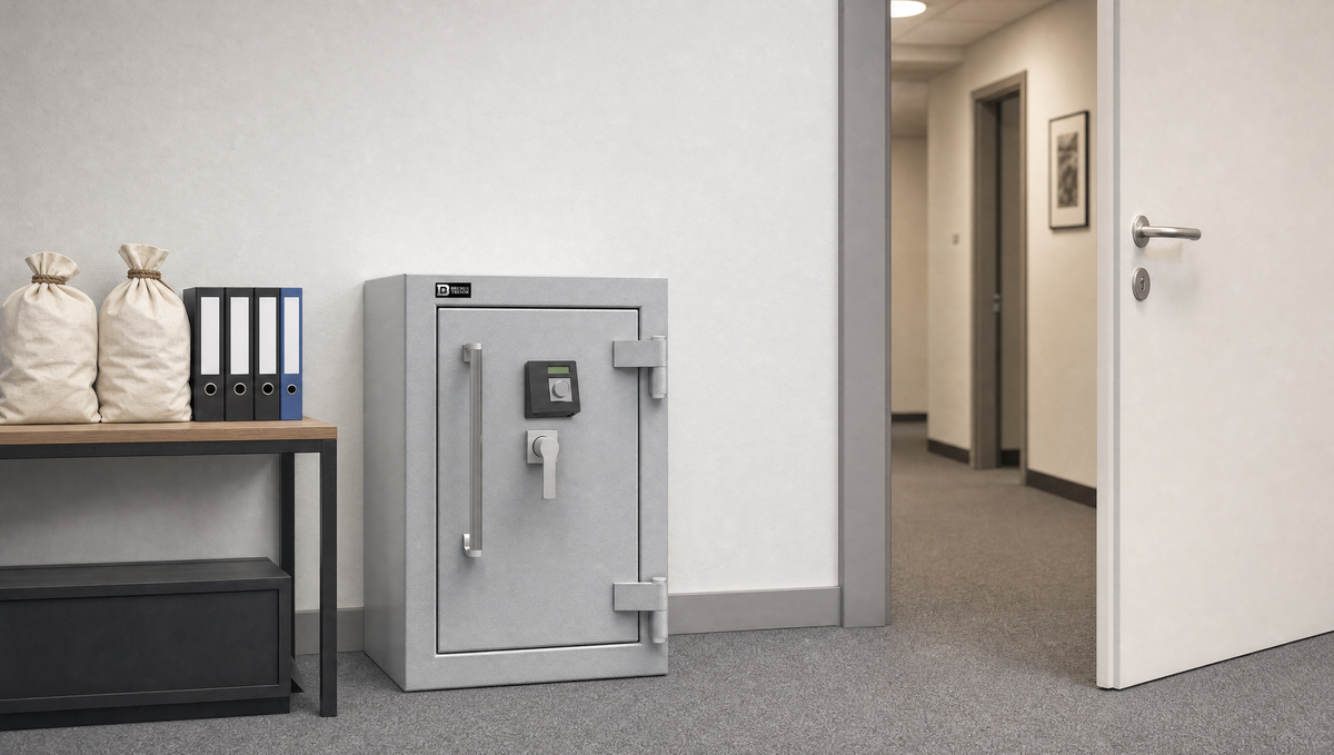 Geldschrank Drako 100 im Backoffice mit Bargeld