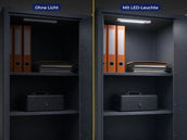 Lampe LED en comparaison, compartiment sans et avec lumière