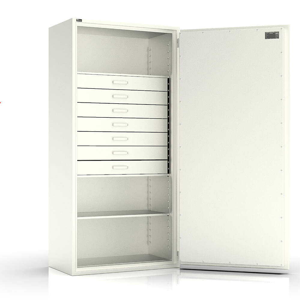 Hera 180 Plus - BTM Tresor Grad 1 (EN1143-1) mit 7 Schubladen - (182 x 87 x 49,5cm), Widerstandsgrad 1