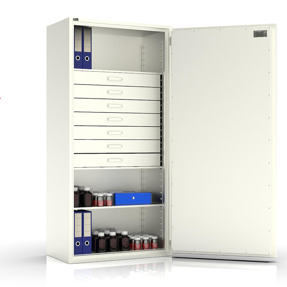 Hera 180 Plus - BTM Tresor Grad 1 (EN1143-1) mit 7 Schubladen - (182 x 87 x 49,5cm), Widerstandsgrad 1