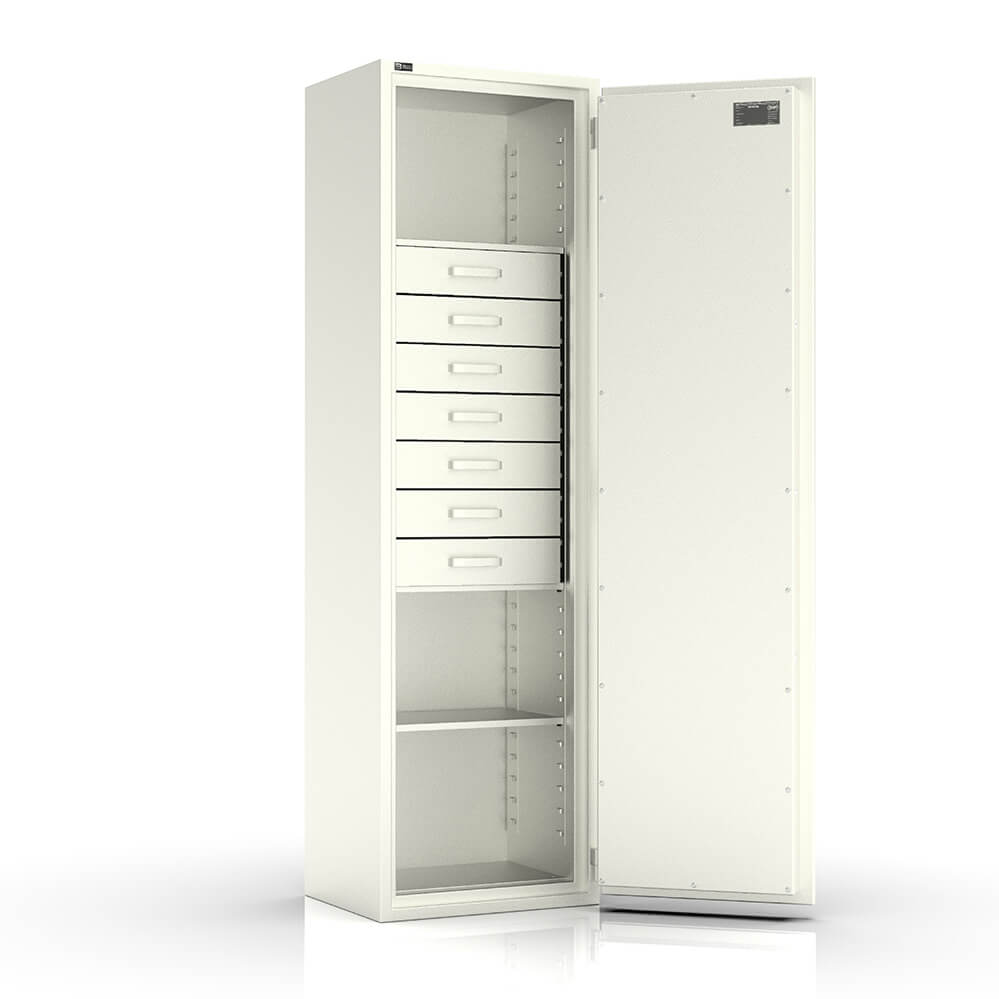 Hera 180 - BTM Tresor Grad 1 (EN1143-1) mit 7 Schubladen - (182 x 53 x 42cm), Widerstandsgrad 1