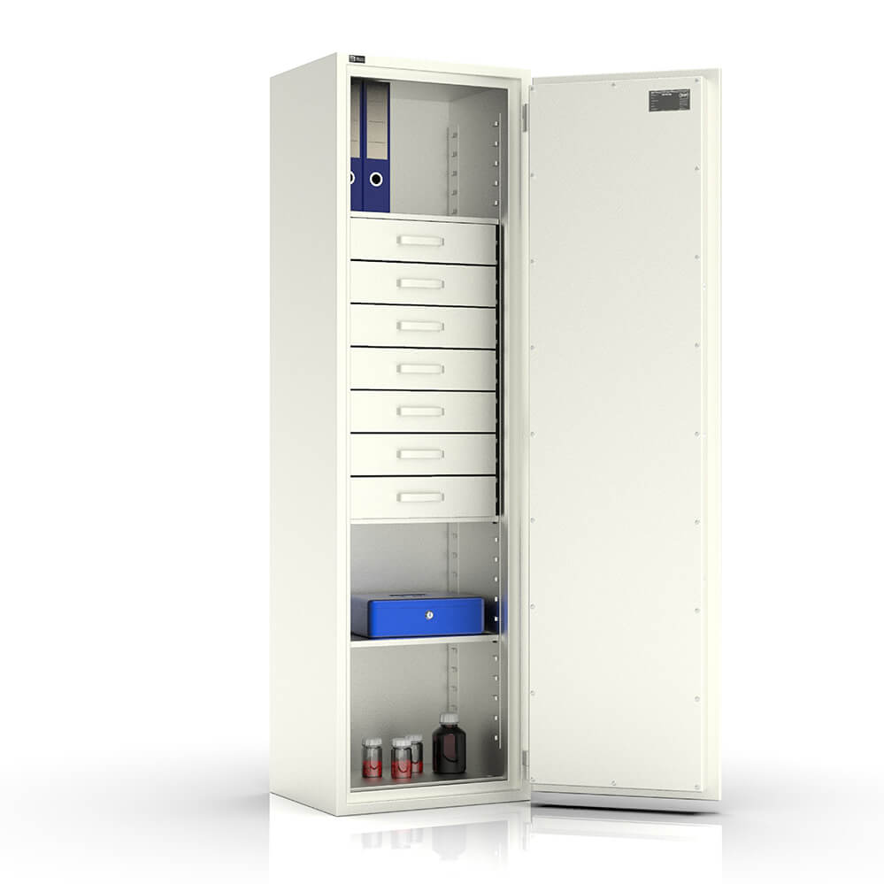 Hera 180 - BTM Tresor Grad 1 (EN1143-1) mit 7 Schubladen - (182 x 53 x 42cm), Widerstandsgrad 1
