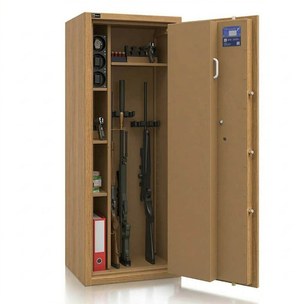 Panos 7  - Kombi Waffenvitrine [EN1143-1] - (150 x 55 x 45cm) – Eiche
