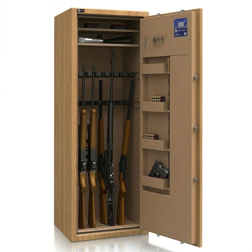 Veteris 16 Eiche - Holz-Waffenschrank  (EN1143-1) - (150 x 55 x 45cm)-Eiche-Widerstandsgrad N/0-Zahlenschloss