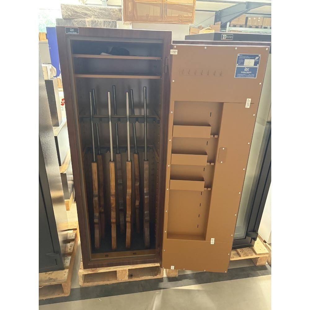 Veteris 16 Walnuss - Holz-Waffenschrank (EN1143-1) - (150 x 55 x 45cm)-Walnuss-Widerstandsgrad 1-Zahlenschloss - Einzelstück