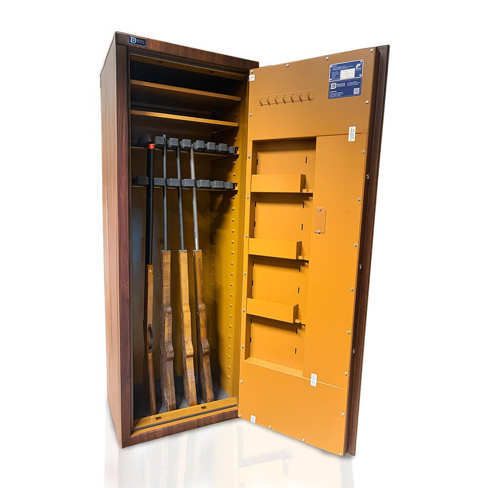 Veteris 16 Walnuss - Holz-Waffenschrank - (150 x 55 x 45cm)-Walnuss-Widerstandsgrad N/0-Zahlenschloss